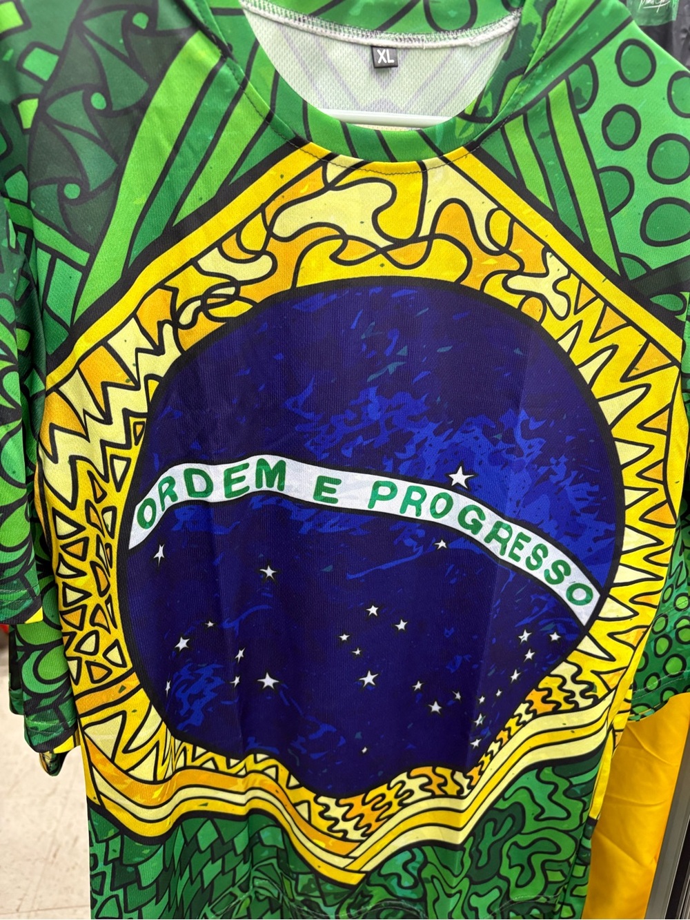 Brazil Flag Graphic Men's Jersey Shirt - Green/Yellow/Blue